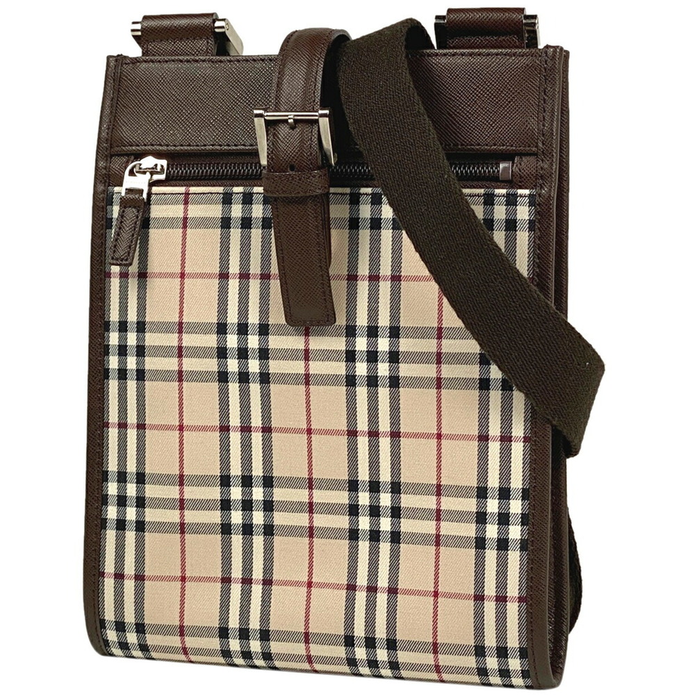 Burberry Check Shoulder Bag Nova Canvas Beige Brown